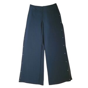 SZ4 Laura Split Hem Black Wide-Leg Pants with Gem Details